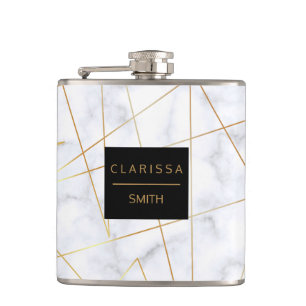 白エレガント大理石金ゴールド フラスク