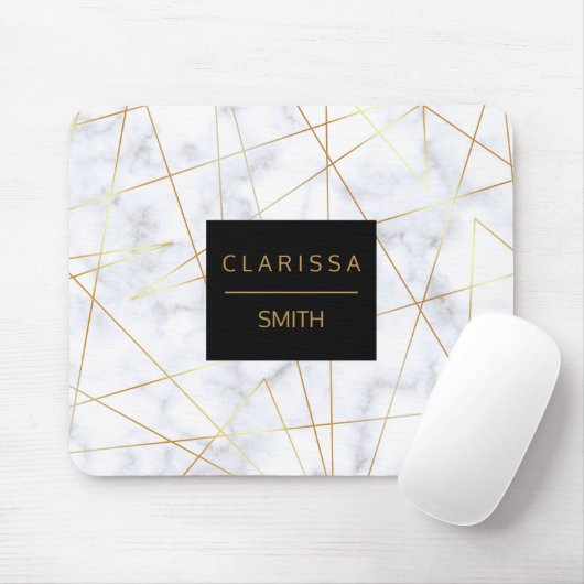 白エレガント大理石金ゴールド マウスパッド (マウス)