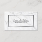 白エレガント大理石&シルバープロフェッショナルQRコード 名刺 (正面)