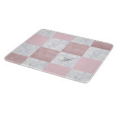 白エレガント大理石・バラ金ゴールド市松模様にグリッター カッティングボード (角)