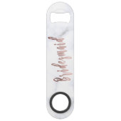 白エレガント大理石&バラ金ゴールド花嫁 スピード栓抜き (正面)