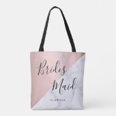 白エレガント大理石&バラ金ゴールド花嫁 トートバッグ (裏面)