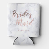 白エレガント大理石&バラ金ゴールド花嫁 缶クーラー (正面)