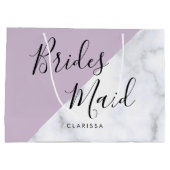 白エレガント大理石&パステルパープルブレスメイド ラージペーパーバッグ (裏面)