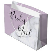 白エレガント大理石&パステルパープルブレスメイド ラージペーパーバッグ (裏面アングル)