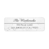 白エレガント大理石/名前アドレス/黒文字 ラベル (正面)