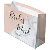 白エレガント大理石&赤面ピンクの花嫁 ラージペーパーバッグ (裏面アングル)
