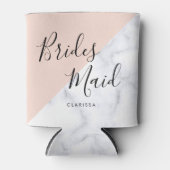 白エレガント大理石&赤面ピンクの花嫁 缶クーラー (正面)