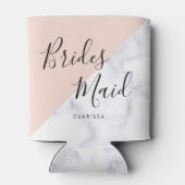 白エレガント大理石&赤面ピンクの花嫁 缶クーラー (裏面)