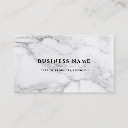 白エレガント大理石QRコード&社会 名刺 (正面)