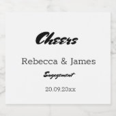 白エレガント婚約パーティ スパークリングワインラベル (シングルラベル)