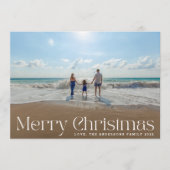 白エレガント字モダン写真楽しいクリスマス シーズンカード (正面)