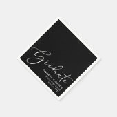 白エレガント字黒卒業パーティー スタンダードカクテルナプキン (角)
