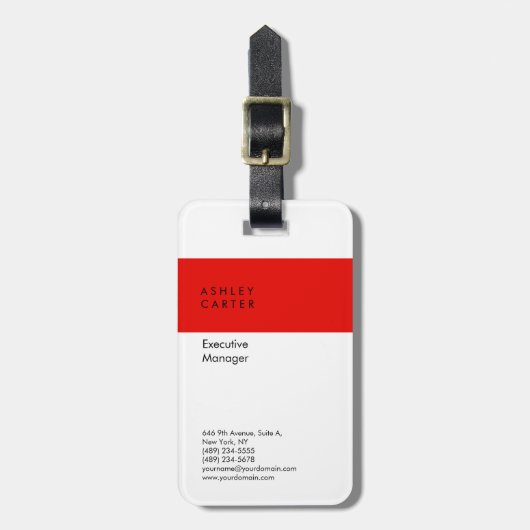 白エレガント平滑ミニマルモダンム ラゲッジタグ (正面縦)