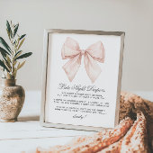 白エレガント弓の深夜おむつ赤ちゃんシャワー ポスター