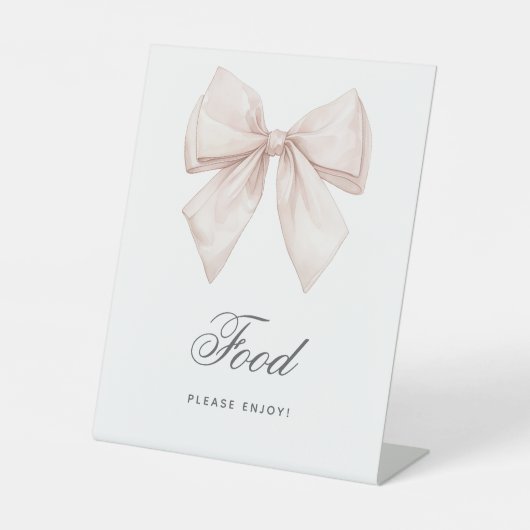 白エレガント弓シャワー食品サイン 台座サイン (正面)