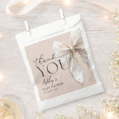 白エレガント弓ベイビーシャワーありがとう フェイバーバッグ (クリップ留めされた状態)