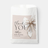 白エレガント弓ベイビーシャワーありがとう フェイバーバッグ (正面)