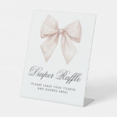 白エレガント弓ベビーシャワーおむつラッフルサイン 台座サイン (正面)