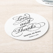 白エレガント愛と感謝してい結婚の ラウンドペーパーコースター (アングル)