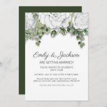 白エレガント手描き花結婚緑