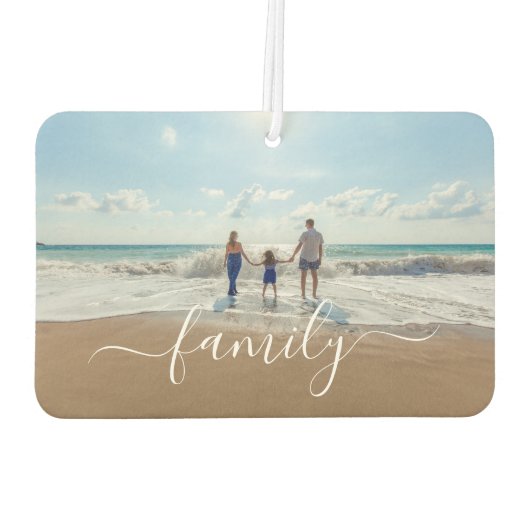 白エレガント手書きスクリプトファミリの写真 カーエアーフレッシュナー (裏面)