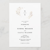 白エレガント手植物図 招待状 (正面)