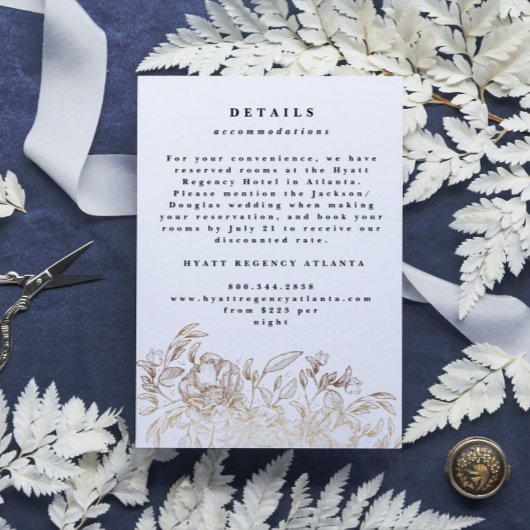 白エレガント手植物学結婚詳細 エンクロージャーカード