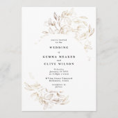 白エレガント手植物学結婚院 招待状 (正面)