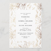 白エレガント手植物学結婚院 招待状 (正面)