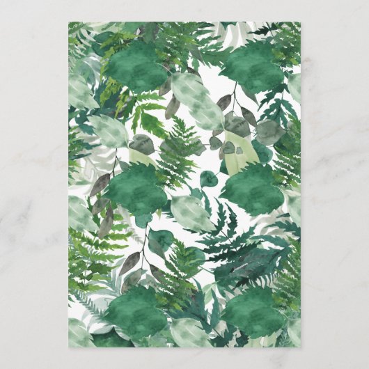 白エレガント手植物株結婚式株 招待状 (裏面)