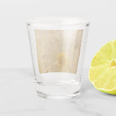 白エレガント抽象芸術デイジー- ショットグラス (裏面)