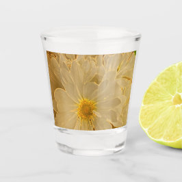 白エレガント抽象芸術デイジー- ショットグラス
