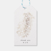 白エレガント描植物単線結婚図 ギフトタグ (正面)