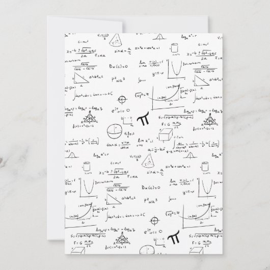 白エレガント数学スクリプト写真卒業 案内状 (裏面)