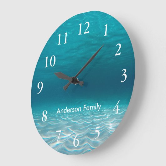白エレガント数水中写真のパーソナライズ ラージ壁時計 (傾斜)