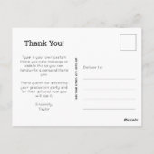 白エレガント文字ありがとう写真卒業 ポストカード (裏面)