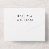 白エレガント文字のミニマル結婚リスト オールインワン招待状 (裏面)