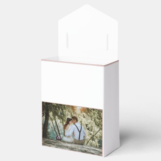 白エレガント文字の写真結婚の感謝 フェイバーボックス (オープン)