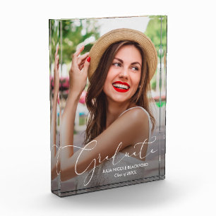 白エレガント文字の卒業モダン フォトブロック