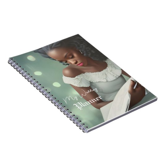 白エレガント文字の結婚ジャーナル ノートブック (右側)