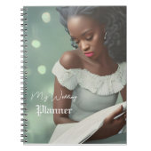 白エレガント文字の結婚ジャーナル ノートブック (正面)