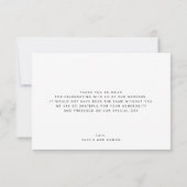 白エレガント文字の結婚写真ありがとう サンキューカード (裏面)