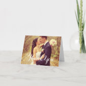 白エレガント文字の結婚写真ありがとう サンキューカード (正面)