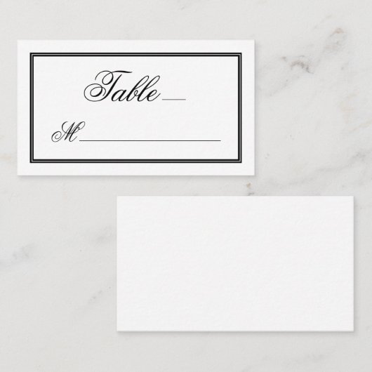 白エレガント文字の黒文字結婚書 プレイスカード (正面/裏面)