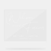 白エレガント文字は永遠に結婚ようこそ アクリルサイン (正面)