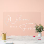 白エレガント文字は永遠に結婚ようこそ アクリルサイン (ウェディング)