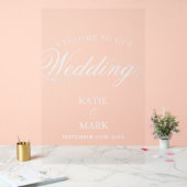 白エレガント文字は私たちのサインに結婚ようこそ アクリルサイン (ウェディング)