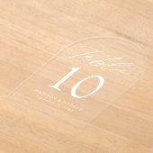 白エレガント文字アクリルアーチテーブル番号 アクリル招待状 (レイダウン)