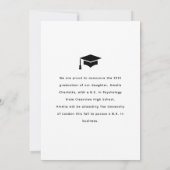 白エレガント文字オーバーレイ卒業写真 案内状 (裏面)